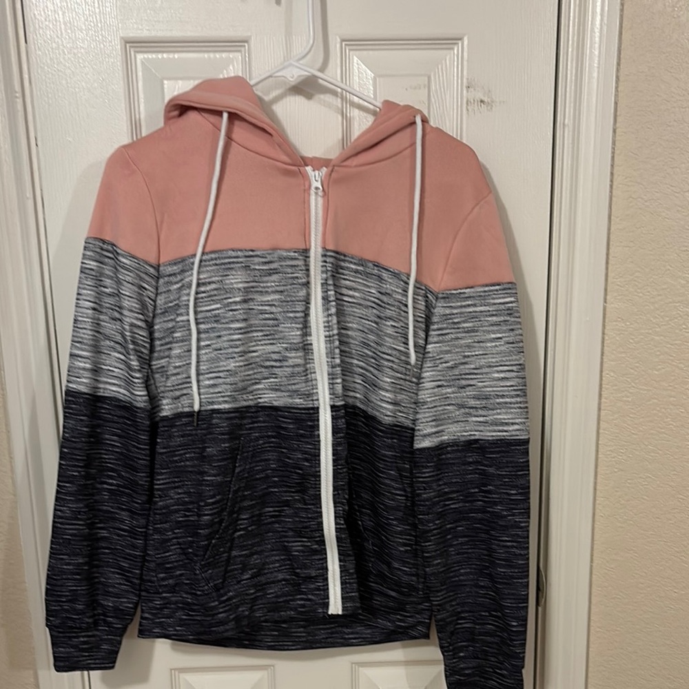 Pink and Gray Colorblock Hoodie